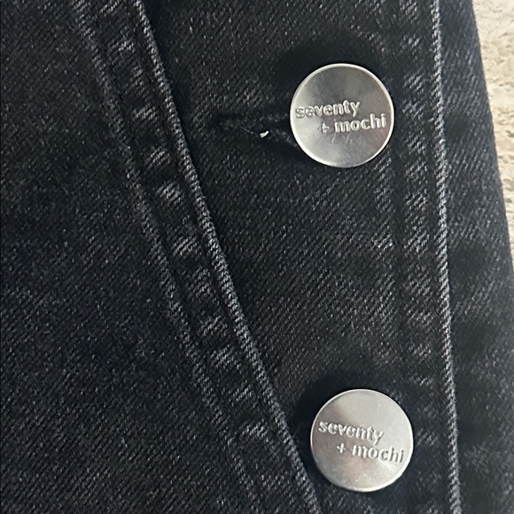 ANTHROPOLOGIE Seventy Mochi Elodie Frill Overall Black Denim Ruffled Straps Sz4 - Picture 5 of 16